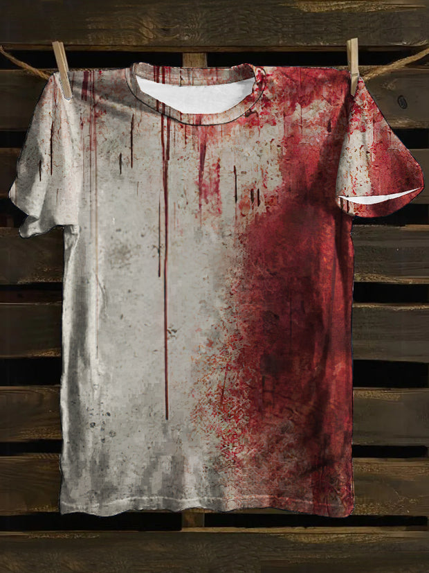 Unisex Blood Art Print Punk Casual Short Sleeves T-Shirt