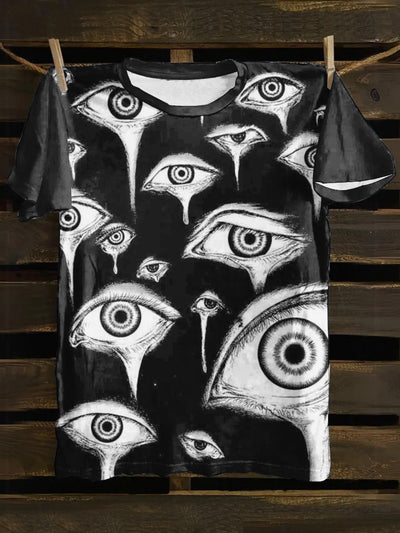 Unisex 3D Horror Eyes Print Punk Casual Short Sleeves T-Shirt