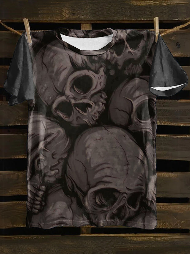 Unisex Magic Skulls Print Punk Casual Short Sleeves T-Shirt