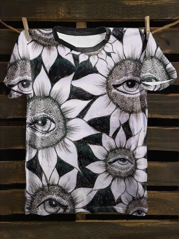 Unisex Magic Sunflowers Print Punk Casual Short Sleeves T-Shirt