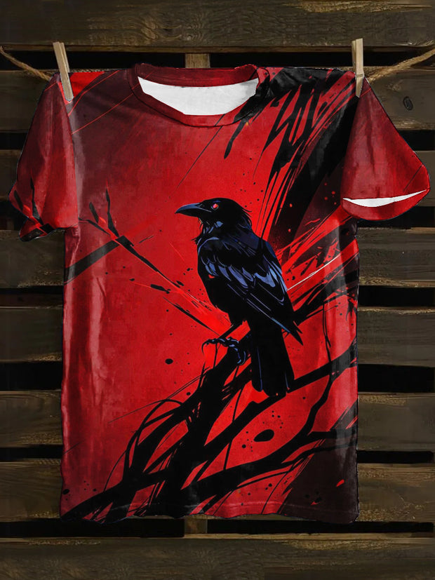 Unisex Magic Crow Print Punk Casual Short Sleeves T-Shirt