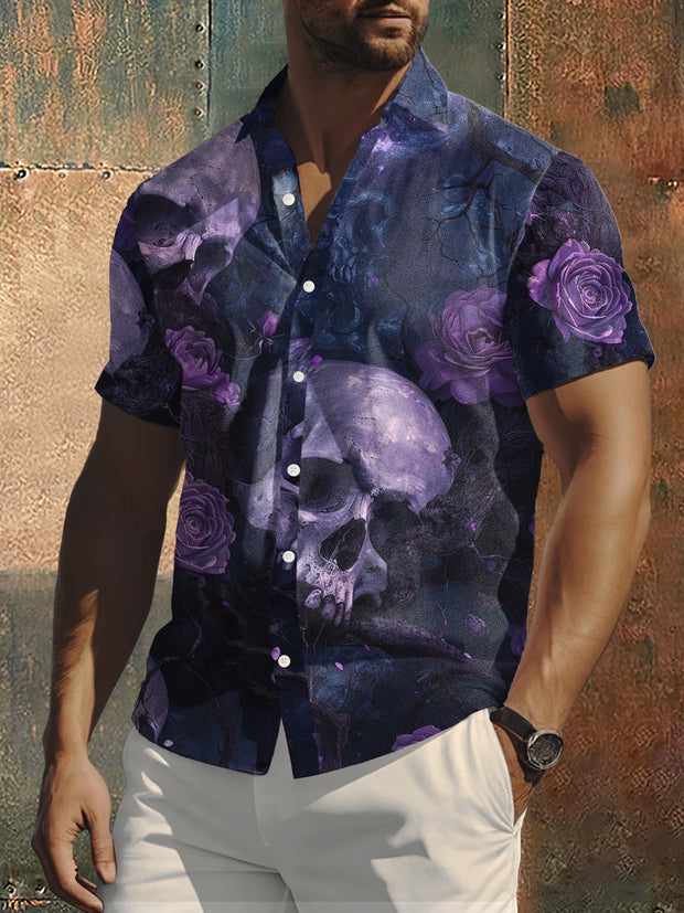 Men's Skull Print Punk Style Short Sleeve Shirt