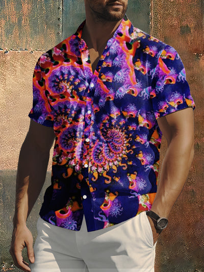 Men's Hippie Abstract Print Short Sleeve Shirt