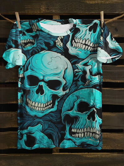 Unisex Magic Skulls Print Punk Casual Short Sleeves T-Shirt