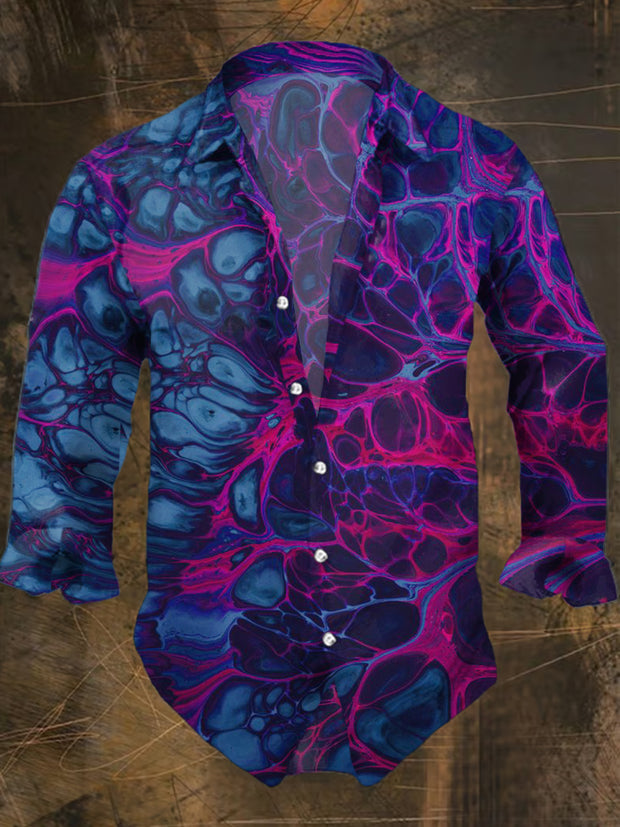 Men's Bohemian Abstract Style Print Casual Shirt Long Sleeve