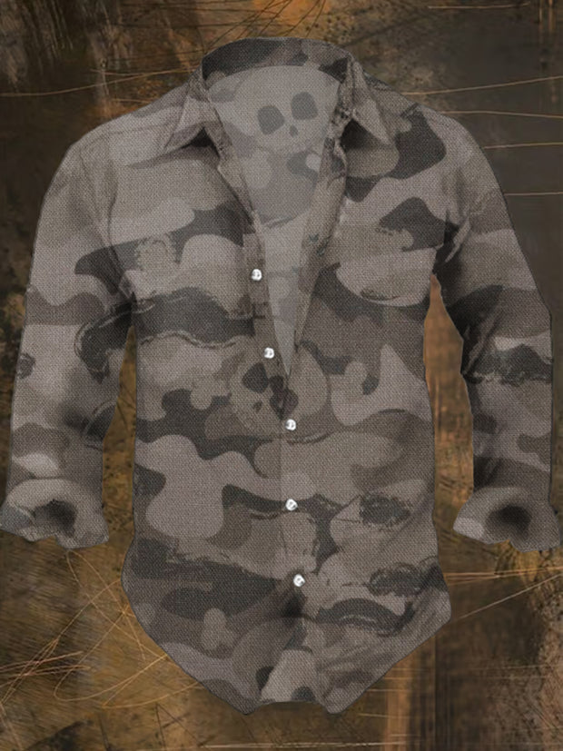 Men's Bohemian Style Camouflage Print Casual Shirt Long Sleeve