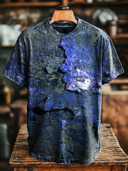 Unisex Retro Aged Rust Printed Casual Loose Short Sleeve T-Shirt