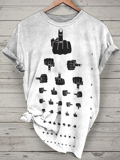 Unisex Funny Visual Acuity Test Chart Printed Vintage Fashion Loose Short Sleeve T-Shirt