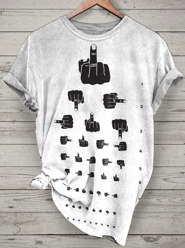 Unisex Funny Visual Acuity Test Chart Printed Vintage Fashion Loose Short Sleeve T-Shirt