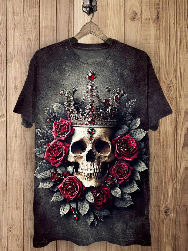Unisex Skull Printed Vintage Fashion Loose Short Sleeve T-Shirt