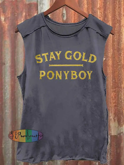 Stay Gold Ponyboy Print Casual Crew Neck Vest Colorful / S