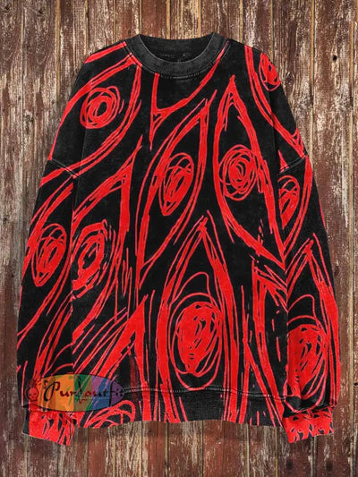 Unisex 3D Blood Eye Print Halloween Crew Neck Casual Sweatshirt / S