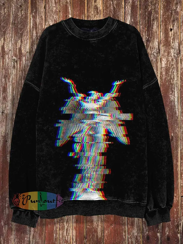 Unisex 3D Colorful Venus Print Halloween Crew Neck Casual Sweatshirt Black / S