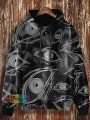 Unisex 3D Magic Eyes Print Halloween Crew Neck Casual Sweatshirt Hooded Sweatshirt-Black / S