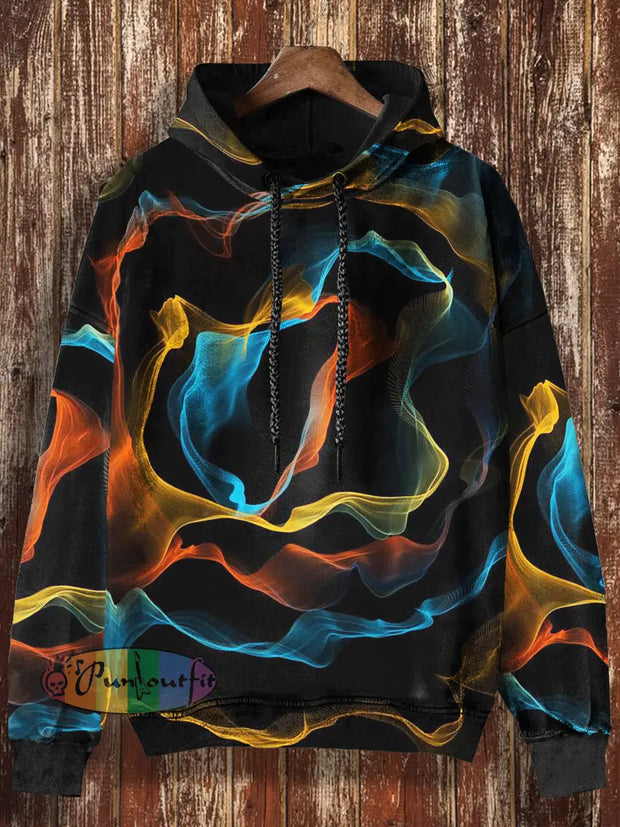 Unisex 3D Magic Lines Print Halloween Casual Hooded Sweatshirt Colorful / S