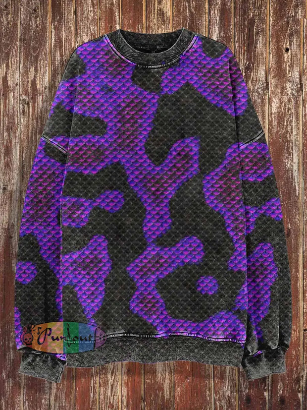 Unisex 3D Snake Pattern Print Crew Neck Casual Sweatshirt Purple / S