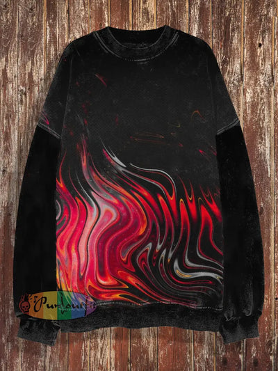 Unisex 3D Water Print Halloween Crew Neck Casual Sweatshirt Black / S