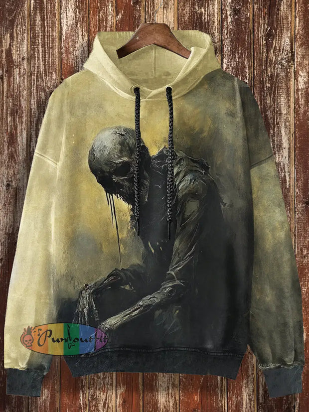 Unisex 3D Zombie Print Halloween Casual Hooded Sweatshirt Colorful / S