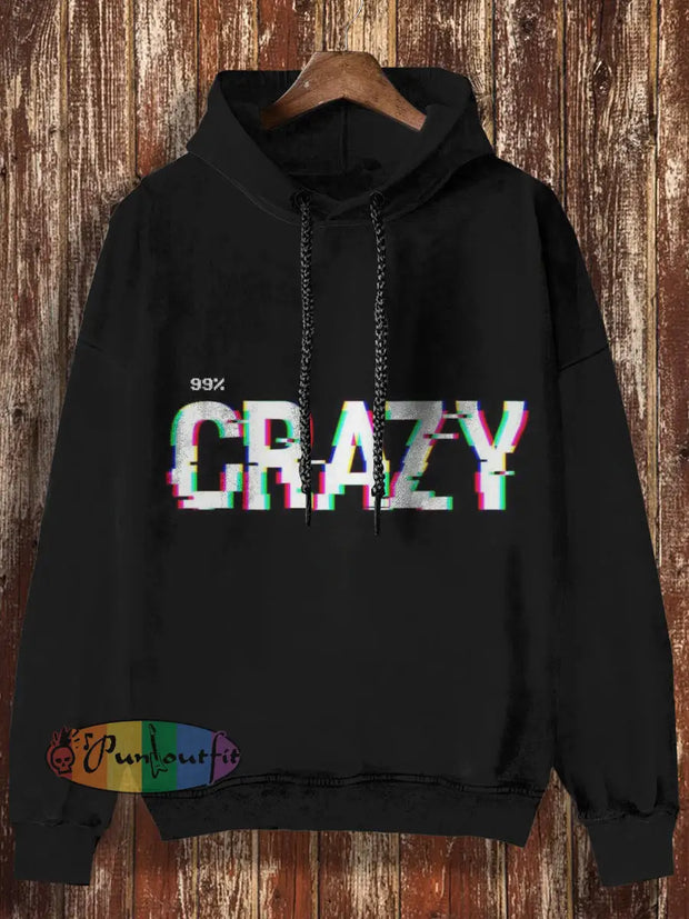 Unisex 99% Crazy Print Halloween Casual Hooded Sweatshirt Black / S