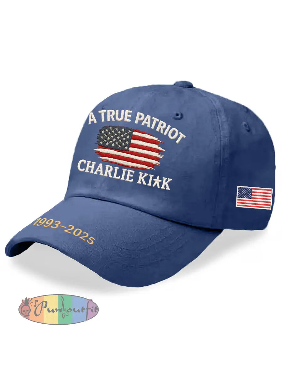 Unisex A True Patriot R.I.P Charlie Kirk Hat Navy Blue / ONE