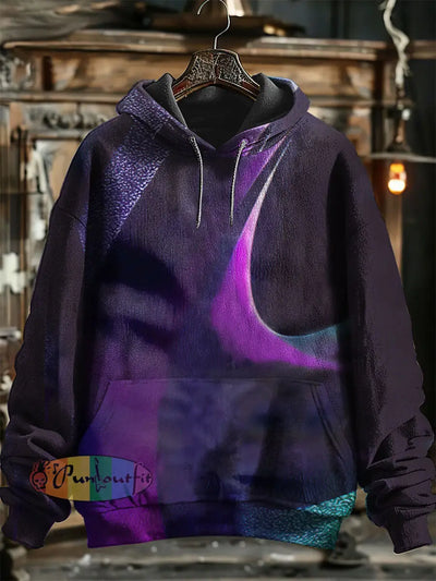 Unisex Abstract Color Print Hooded Sweatshirt With Pocket Purple / S