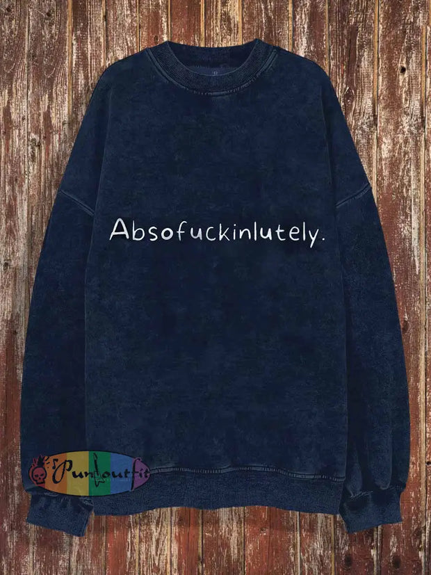 Unisex Absuofuckinlutely Print Halloween Crew Neck Casual Sweatshirt Blue / S