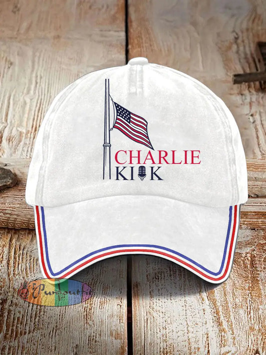 Unisex American Flag At Half Mast Print Hat White / ONE