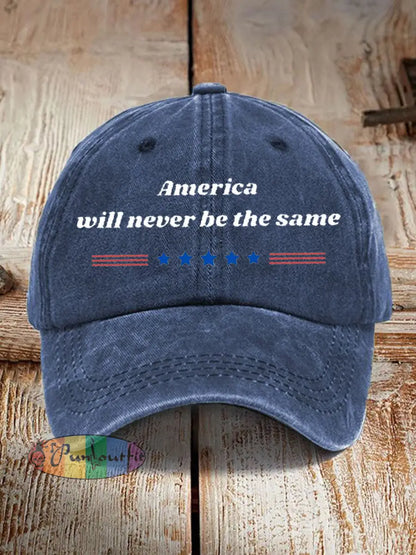 Unisex American Will Never Be The Same Design Print Hat Navy Blue / ONE