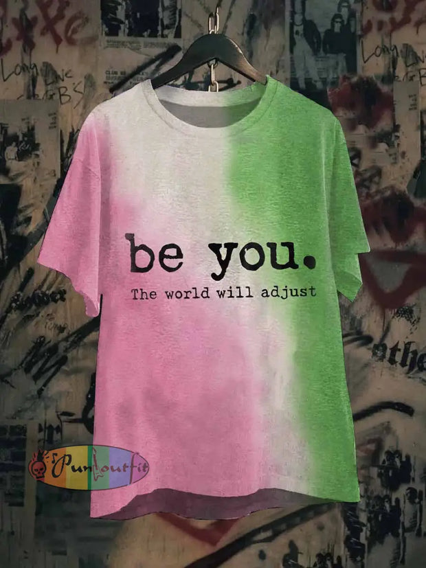 Unisex Be You Art Illustration Print Casual Cotton Short Sleeve T-Shirt Colorful / S