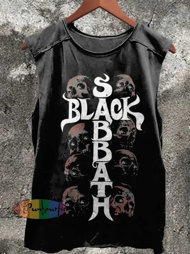 Unisex Black Sabbath Print Casual Crew Neck Vest / S