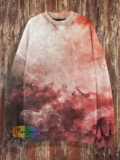 Unisex Blood Cloud Print Halloween Crew Neck Casual Sweatshirt Colorful / S