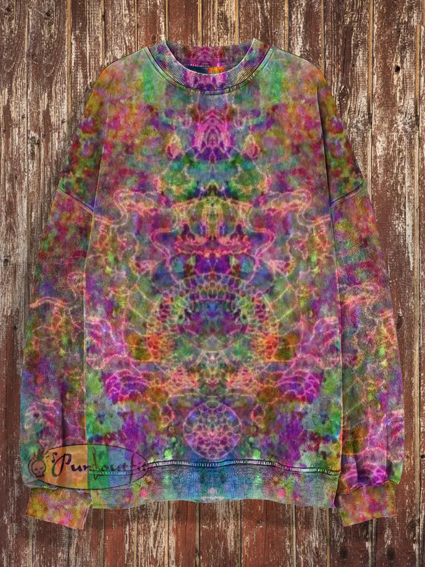 Unisex Bohemian Colorful Gradient Abstract Print Crew Neck Casual Sweatshirt / S