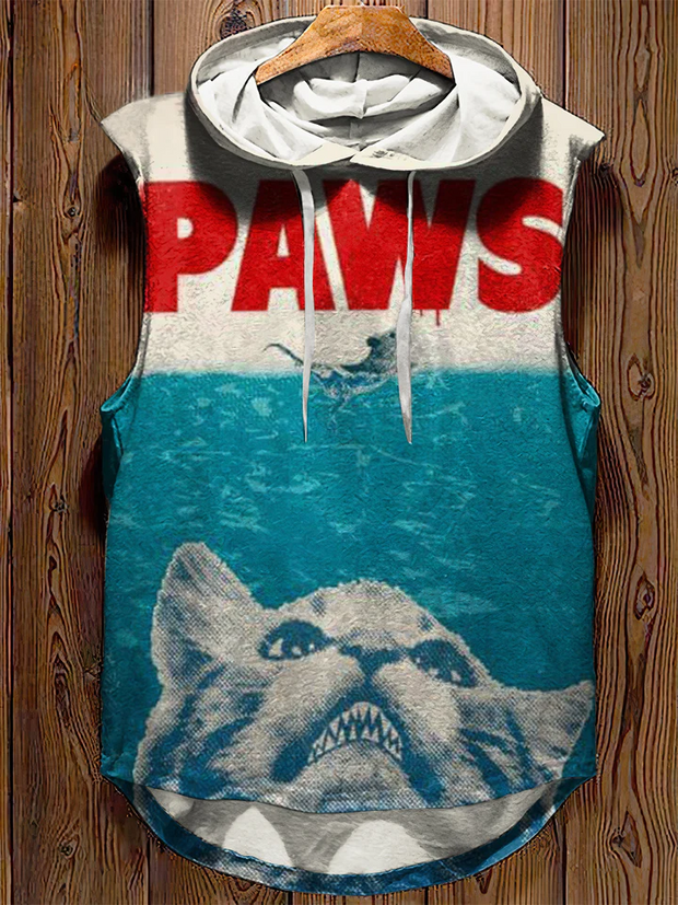 Unisex Paws Cat Vintage Art Print Tank Top