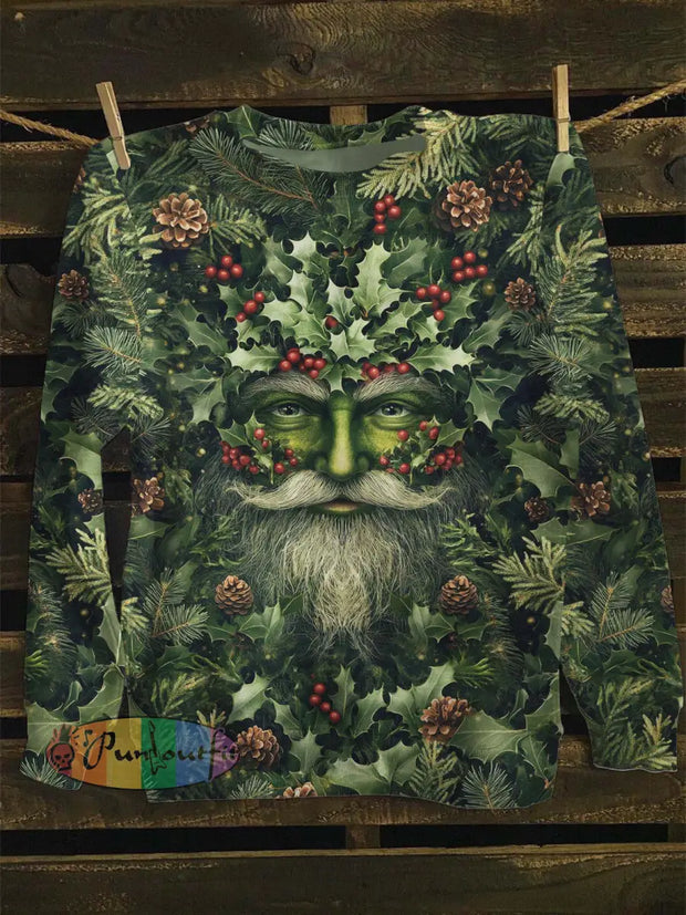 Unisex Christmas Holly King Printed Casual Sweatshirt As Picture / S