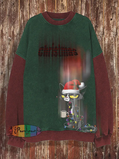 Unisex Christmas Round Neck Casual Fashionable Loose Long Sleeved Sweatshirt Red Green / S