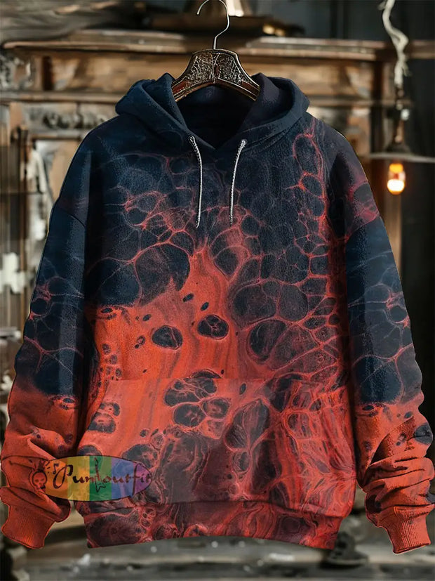 Unisex Color Abstract Print Halloween Hooded Sweatshirt With Pocket Colorful / S