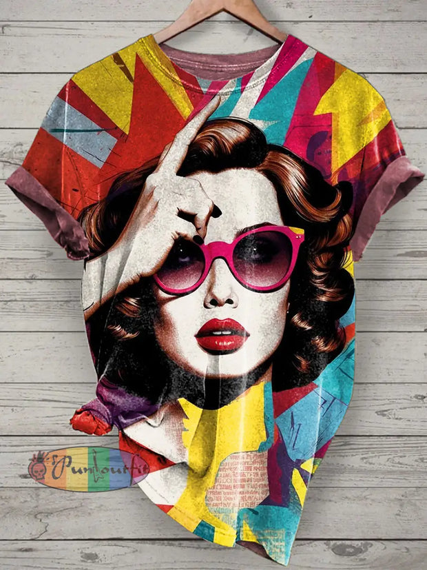 Unisex Color Art Printed Vintage Fashion Loose Short Sleeve T-Shirt Colorful / S