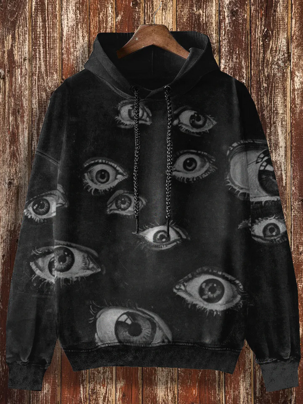 Unisex Fantasy Eyes Print Halloween Crew Neck Casual Sweatshirt