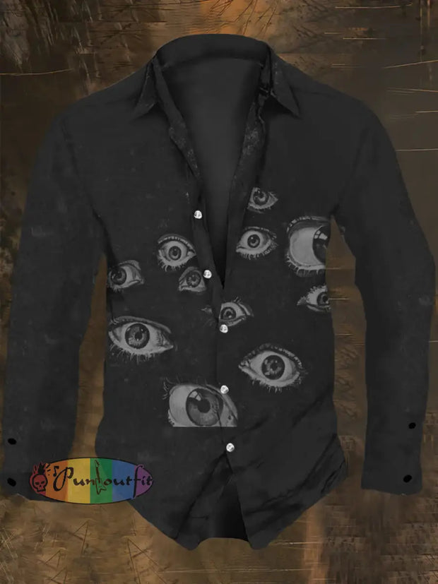 Unisex Fantasy Eyes Print Halloween Crew Neck Casual Sweatshirt Long Sleeve Shirt / S