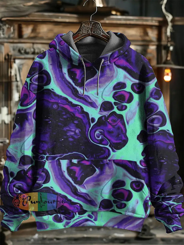 Unisex Fantasy Magic Print Halloween Hooded Sweatshirt With Pocket Colorful / S