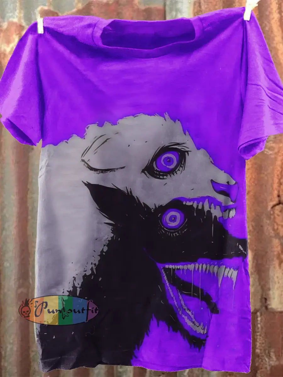 Unisex Fantasy Wolf Art Illustration Print Casual Cotton Short Sleeve T-Shirt T-Shirt-2 / S
