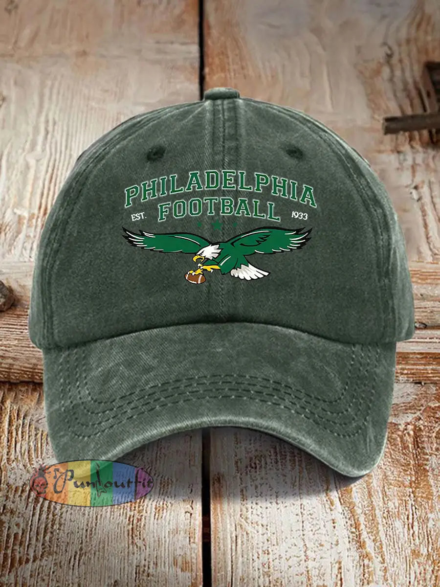 Unisex Football Fans Lovers Gameday Print Hat Dark Green / ONE