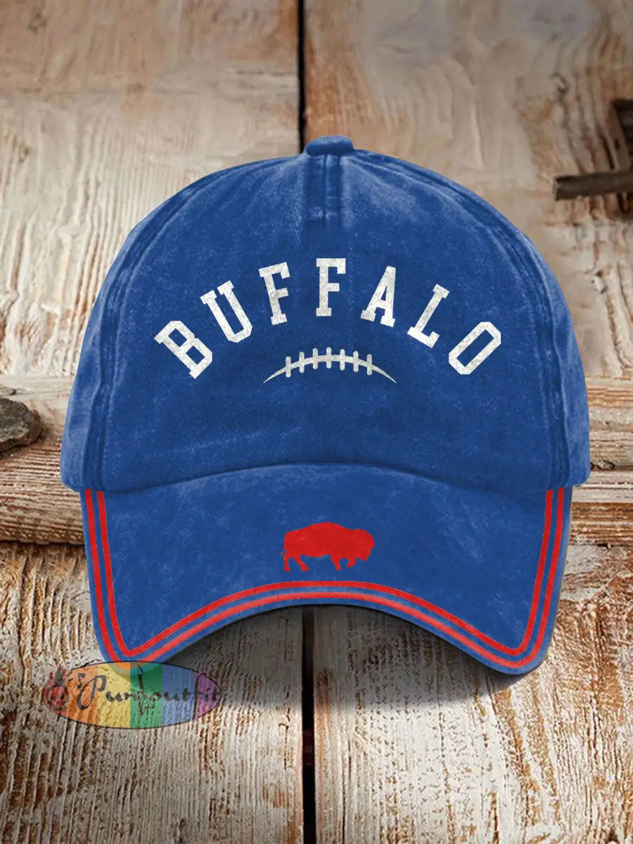 Unisex Football Lover Buffalo Printed Hat Royal Blue / ONE