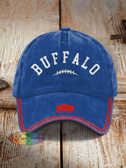Unisex Football Lover Buffalo Printed Hat Royal Blue / ONE