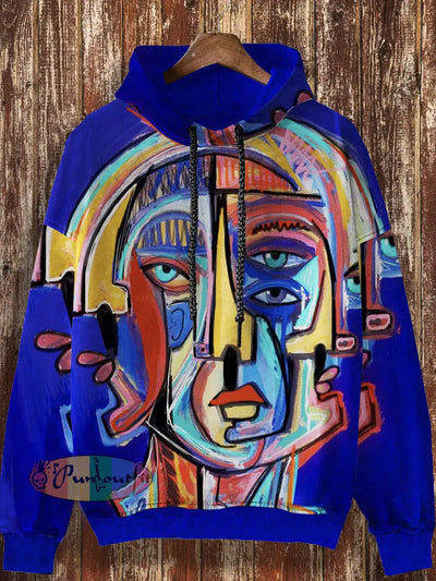 Unisex Fun Graffiti Printed Casual Fashion Hoodie Blue / S