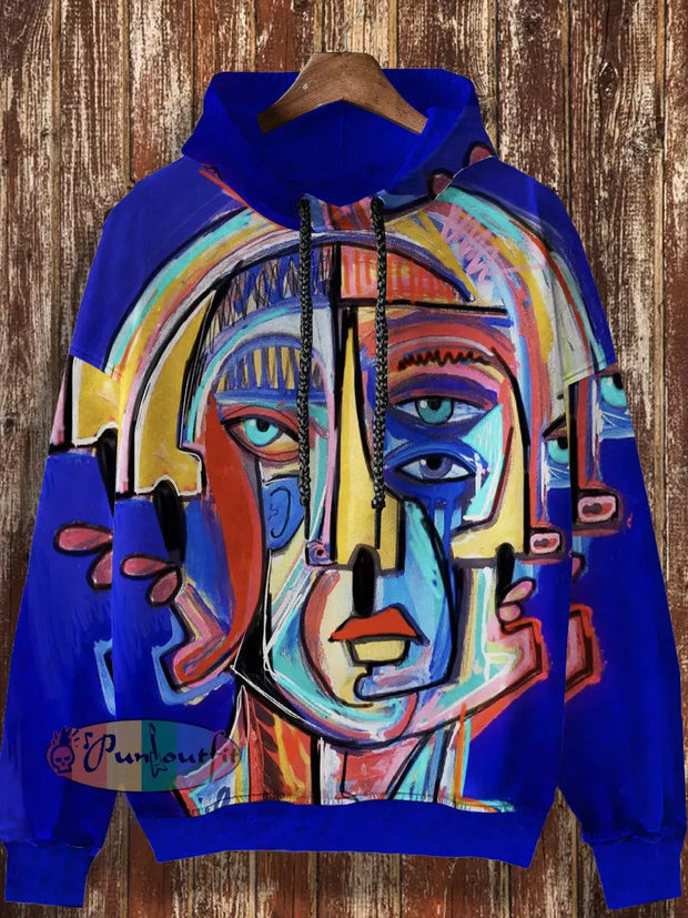 Unisex Fun Graffiti Printed Casual Fashion Hoodie Blue / S