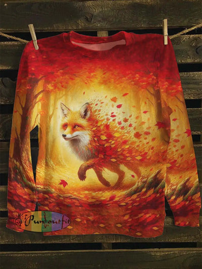 Unisex Funny Fox Print Casual Sweatshirt As Picture / S