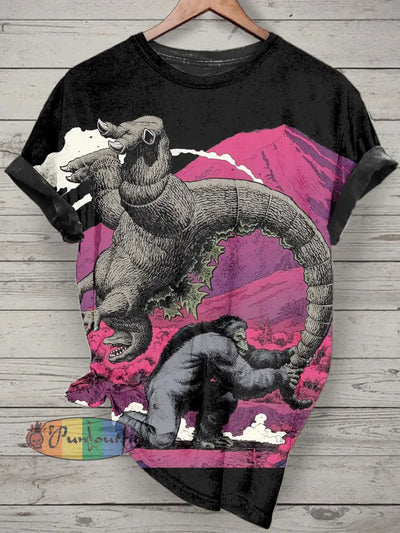 Unisex Funny Printed Vintage Fashion Loose Short Sleeve T-Shirt Black / S