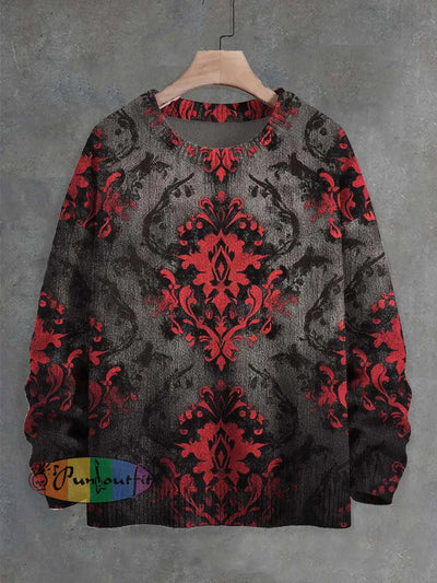 Unisex Gothic Romantic Pattern Print Casual Sweater As Picture / S