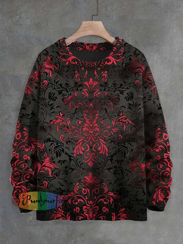 Unisex Gothic Romantic Pattern Print Casual Sweater As Picture / S